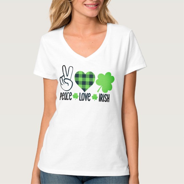 Camiseta Peace Love Irish-60682 (Frente)