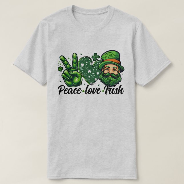 Camiseta 🍀 Peace Love Irish T Shirt - Celebração do Orgulh (Frente do Design)