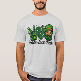 Camiseta 🍀 Peace Love Irish T Shirt - Celebração do Orgulh