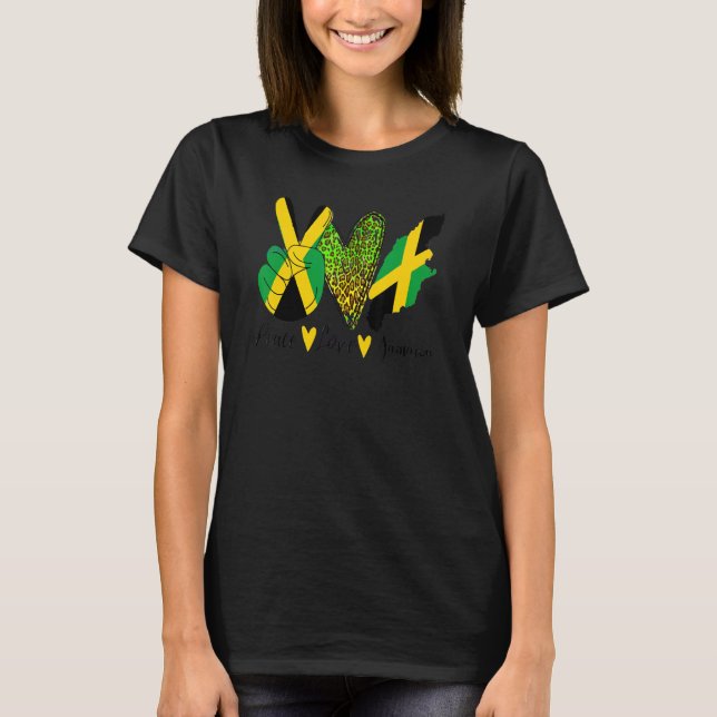 Camiseta Peace Love Jamaica Flag (Frente)