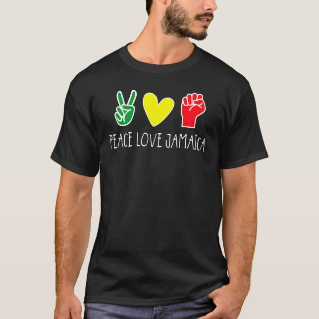 Camiseta Peace Love Jamaica Jamaican Flag Caribe (Frente)