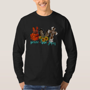 Camiseta Peace Love Jesus Lepard Western Cowhow Sunflower