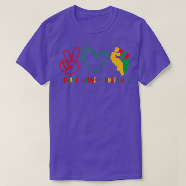 Camiseta Peace Love Juneteenth Black Pride Freedom Independ (Frente do Design)