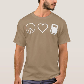 Camiseta Peace Love Kettlebells Engraçada Teia de Trabalho 