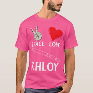 Camiseta Peace Love Khloy Flute Music Instrumento Khloy Flu