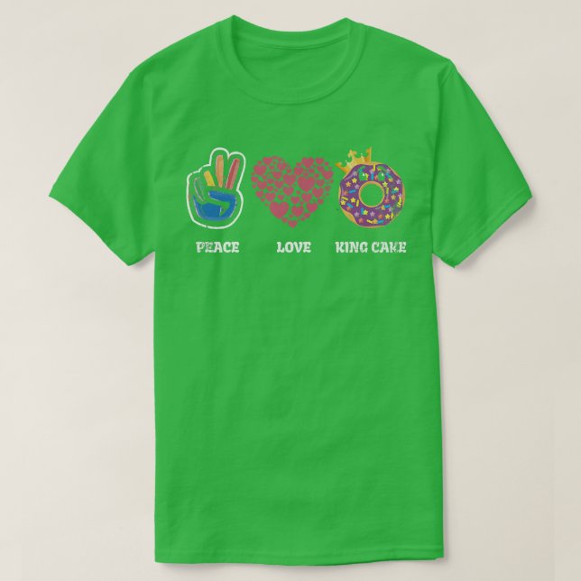 Camiseta Peace Love King Cake For Baker Or Baking Fans (Frente do Design)