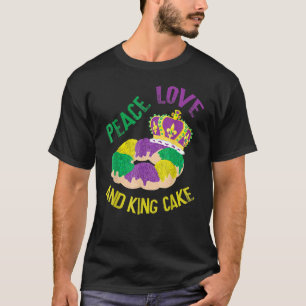 Camiseta Peace Love & King Cake Mardi Gras 2023 Parte