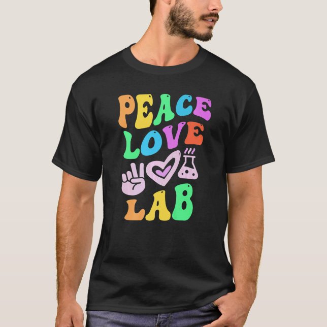 Camiseta PEACE LOVE LAB Retro Laboratory Groovy Para Sch (Frente)