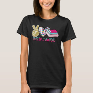 Camiseta Peace Love Leia O Livro Engraçado Lendo Hippie Ele