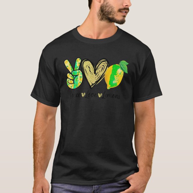 Camiseta Peace Love Lemon Farmer Cocktails Lover Frutas Wom (Frente)