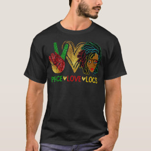 Camiseta Peace Love Loc'd Hair Black Women Melanin Afro BH