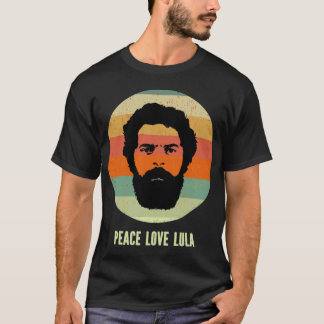 Camiseta Peace Love Lula 2022 Presidente Do Brasil Retro