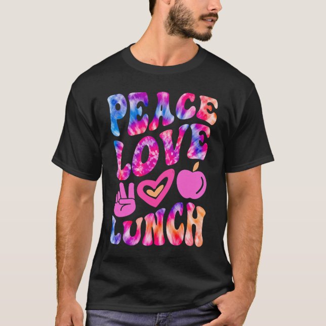 Camiseta PEACE LOVE LUNCH Lady Retro Cafeteria Groovy 100 D (Frente)