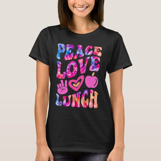 Camiseta PEACE LOVE LUNCH Lady Retro Cafeteria Groovy 100 D (Frente)
