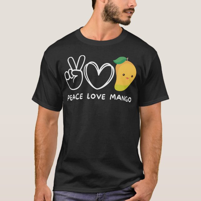 Camiseta Peace Love Mango Retro Mango Lover Fruta Lover (Frente)