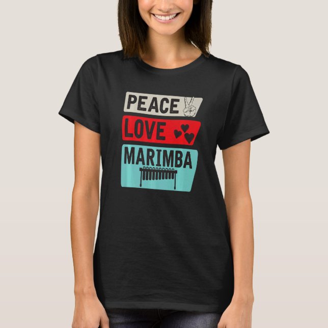 Camiseta Peace Love Marimba Instrument Guatemala Marimba Or (Frente)