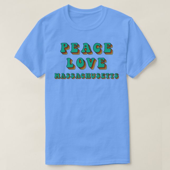 Camiseta Peace Love Massachusetts (Frente do Design)
