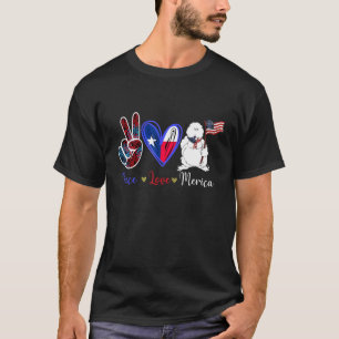 Camiseta Peace Love Merica USA Flag Americano Silkie Chicke