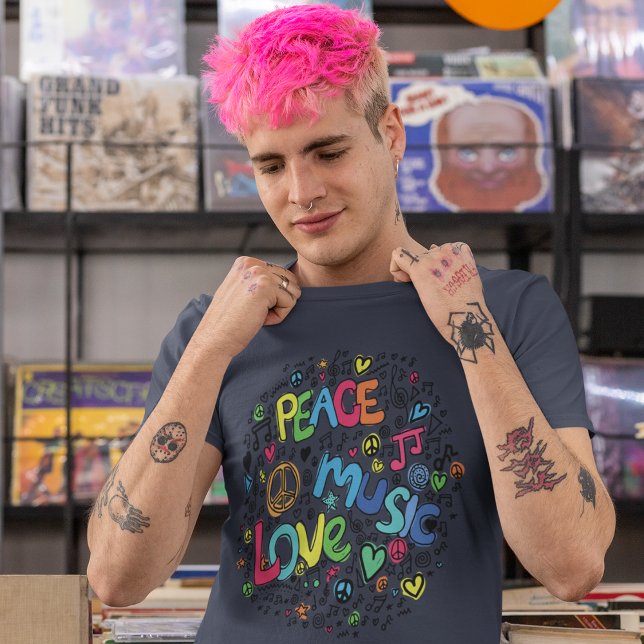 Camiseta Peace Love Music (Criador carregado)