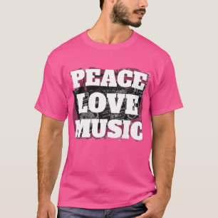 Camiseta Peace Love Music Retro Boombox