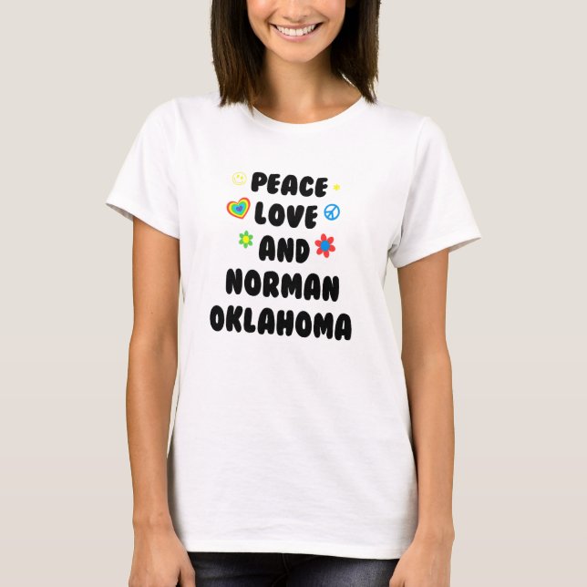 Camiseta Peace Love Norman Oklahoma Patriótico Ok Patriotis (Frente)