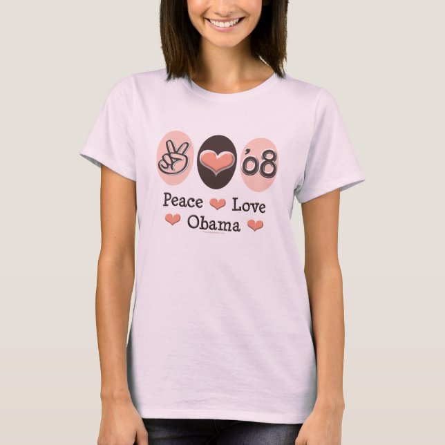Camiseta Peace Love Obama 08 Organic Tee (Frente)