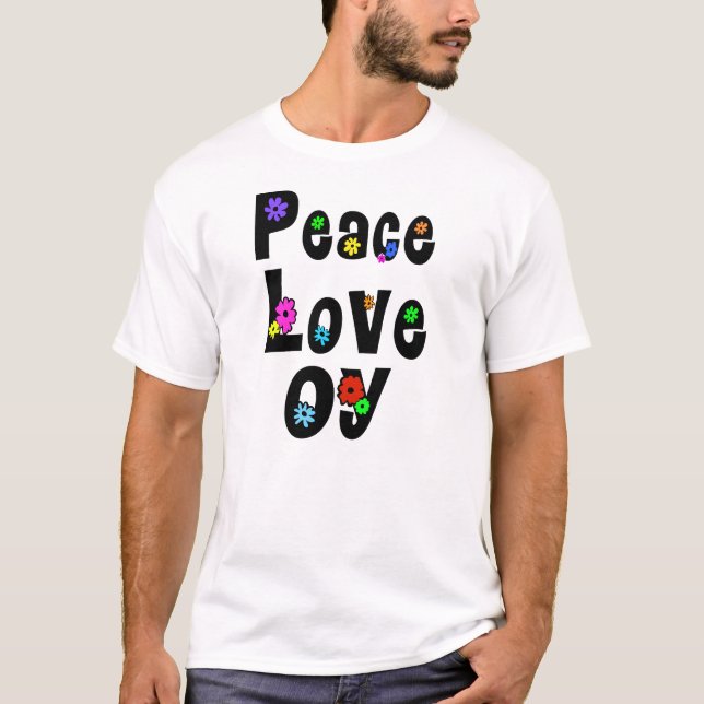 Camiseta Peace Love Oy Jewish Hippie T-shirt (Frente)