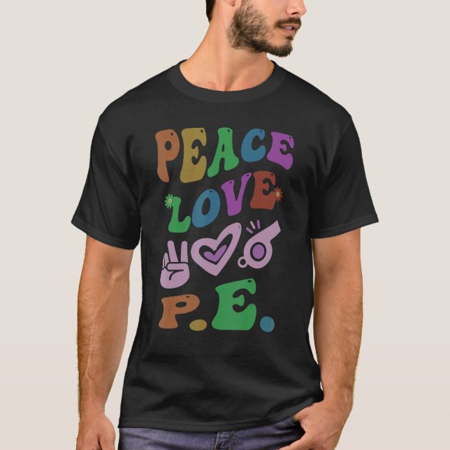 Camiseta PEACE LOVE P E Escola Superior de Groovy, Professo (Frente)
