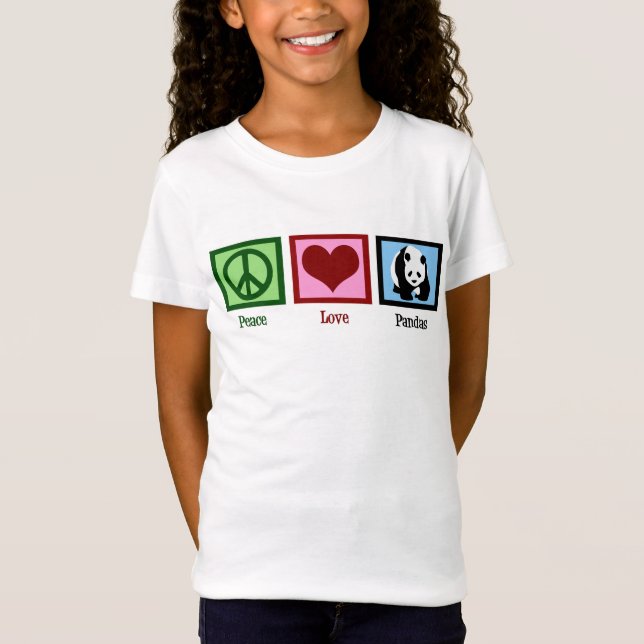 Camiseta Peace Love Pandas Cute Zoo Kids (Frente)