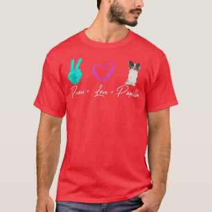 Camiseta Peace Love Papillon Funny Dog Owner