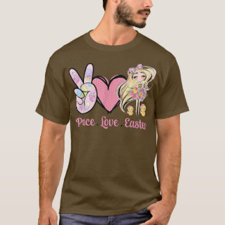 Camiseta Peace Love Páscoa Fada Pintinhos Crianças Figuras 