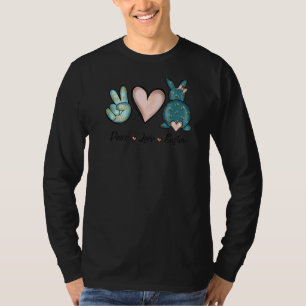 Camiseta Peace Love Páscoa Heart Easter Bunny Cute Primaver