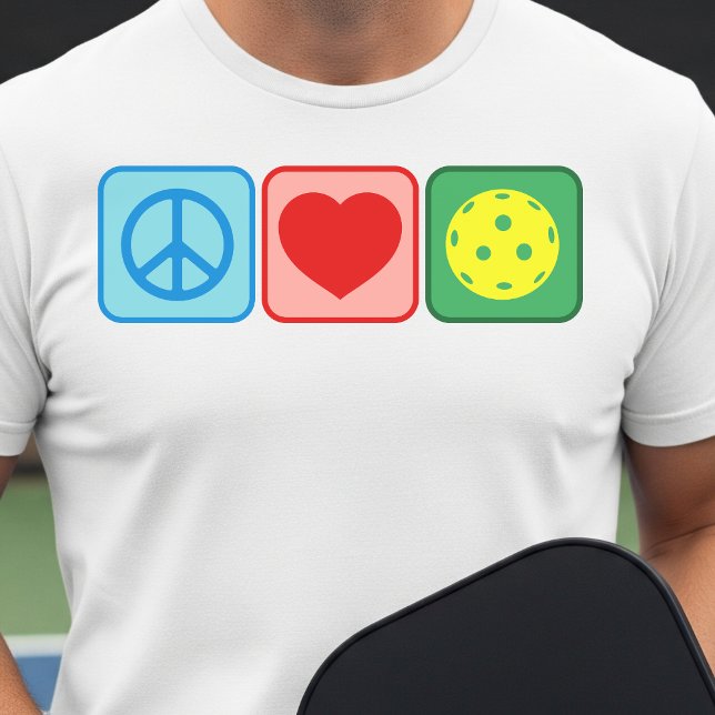 Camiseta Peace Love Pickleball Mens Womens Minimalist White (Criador carregado)
