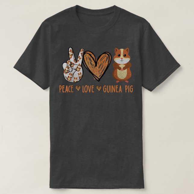 Camiseta Peace Love Pig Funny Guiné Music Artes (Frente do Design)