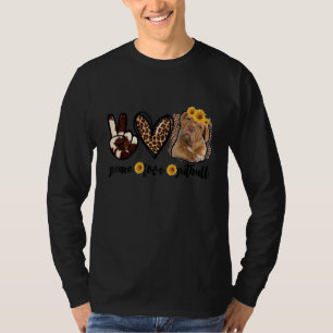 Camiseta Peace Love Pitbull Leopard Sunflower Para Pitbull