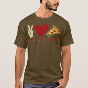Camiseta Peace Love Pizza Amantes Eu Adoro Pizza