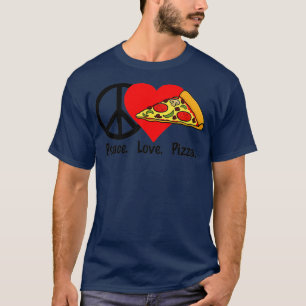 Camiseta Peace Love Pizza Coma Fatia de Festas de Comida
