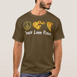 Camiseta Peace Love Pizza Engraçado Pizza