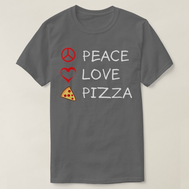 Camiseta Peace Love Pizza Hippie Italian Foodie Funny Humor (Frente do Design)