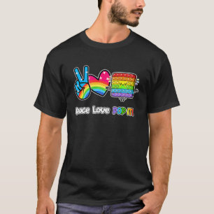 Camiseta Peace Love Pop It Fidget Toy Colorous Rainbow For
