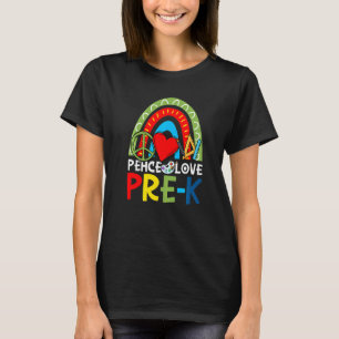 Camiseta Peace Love Pre K Back To School Cudo Boho Rainbow
