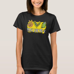Camiseta Peace Love Pre K Back To School Cute Stuac