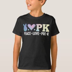Camiseta Peace Love Pre-k Back To School Funny