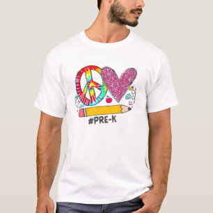 Camiseta Peace Love Pre K Back To School Team Squ