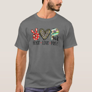 Camiseta Peace Love Pre K Pré-Jardim Infantil De Volta Para