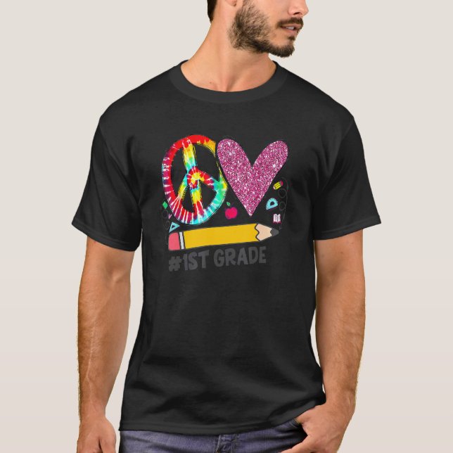 Camiseta Peace Love Primeiro Ano De Volta À Equipe 1 Da Esc (Frente)