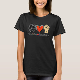 Camiseta Peace Love Protege a Infância América contra a Esc
