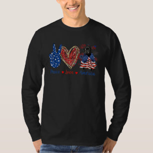 Camiseta Peace Love Pug Dog Patriotic America Flag 4 de jul