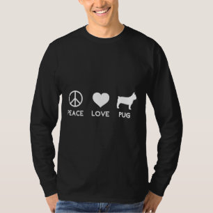 Camiseta Peace Love Pug Funny Dog Lover Classic T-Shirt 149
