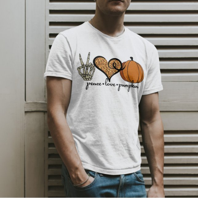 Camiseta Peace Love Pumpkin Skeleton Halloween Costume (Criador carregado)